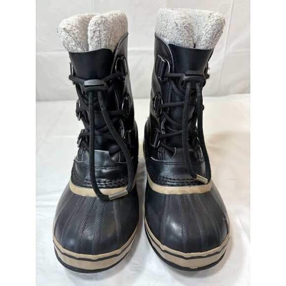Sorel Yoot Pac Black LEATHER Winter Snow Duck Boots NY1880-013 Youth Size 3 - Picture 9 of 12